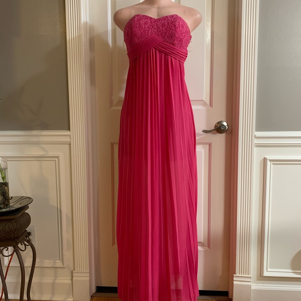 COPY - Women’s junior pink strapless pleated high- low maxi lace top dress size… - Picture 3 of 12